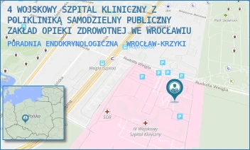 PORADNIA ENDOKRYNOLOGICZNA - 4 WOJSKOWY SZPITAL KLINICZNY Z POLIKLINIKĄ SAMODZIELNY PUBLICZNY ZAKŁAD OPIEKI ZDROWOTNEJ WE WROCŁAWIU - UL. RUDOLFA WEIGLA 5,  WROCŁAW-KRZYKI