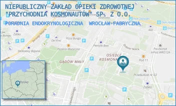 PORADNIA ENDOKRYNOLOGICZNA - NIEPUBLICZNY ZAKŁAD OPIEKI ZDROWOTNEJ "PRZYCHODNIA KOSMONAUTÓW" SP. Z O.O. - UL. EUGENIUSZA HORBACZEWSKIEGO 35,  WROCŁAW-FABRYCZNA