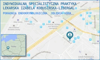 PORADNIA ENDOKRYNOLOGICZNA - INDYWIDUALNA SPECJALISTYCZNA PRAKTYKA LEKARSKA IZABELA KOBUSIŃSKA-LIBERGAL - UL. STANISŁAWA MONIUSZKI 3A/3A,  JELENIA GÓRA