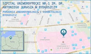 PORADNIA ENDOKRYNOLOGII I DIABETOLOGII - SZPITAL UNIWERSYTECKI NR 1 IM. DR. ANTONIEGO JURASZA W BYDGOSZCZY - MARII SKŁODOWSKIEJ-CURIE 9,  BYDGOSZCZ