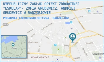 PORADNIA ENDOKRYNOLOGICZNA - NIEPUBLICZNY ZAKŁAD OPIEKI ZDROWOTNEJ "ESKULAP"- ZOFIA GRUDEWICZ, ANDRZEJ GRUDEWICZ W RADZIEJOWIE - DOLNA 22,  RADZIEJÓW