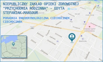 PORADNIA ENDOKRYNOLOGICZNA CIECHOCINEK - NIEPUBLICZNY ZAKŁAD OPIEKI ZDROWOTNEJ "PRZYCHODNIA RODZINNA" - EDYTA STEFANIAK-MANSOUR - ZDROJOWA 46,  CIECHOCINEK