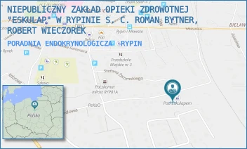 PORADNIA ENDOKRYNOLOGICZA - NIEPUBLICZNY ZAKŁAD OPIEKI ZDROWOTNEJ "ESKULAP" W RYPINIE S. C. ROMAN BYTNER, ROBERT WIECZOREK - OGRODOWA 36,  RYPIN