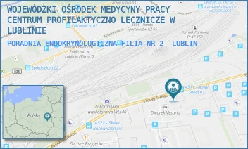 PORADNIA ENDOKRYNOLOGICZNA FILIA NR 2 - WOJEWÓDZKI OŚRODEK MEDYCYNY PRACY CENTRUM PROFILAKTYCZNO LECZNICZE W LUBLINIE - NOWY ŚWIAT 38,  LUBLIN
