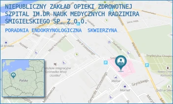 PORADNIA ENDOKRYNOLOGICZNA - NIEPUBLICZNY ZAKŁAD OPIEKI ZDROWOTNEJ SZPITAL IM.DR NAUK MEDYCZNYCH RADZIMIRA ŚMIGIELSKIEGO SP. Z O.O. - UL. SZPITALNA 5,  SKWIERZYNA