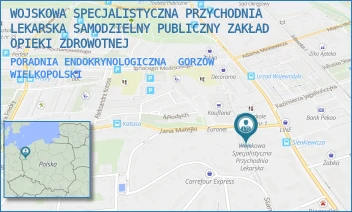PORADNIA ENDOKRYNOLOGICZNA - WOJSKOWA SPECJALISTYCZNA PRZYCHODNIA LEKARSKA SAMODZIELNY PUBLICZNY ZAKŁAD OPIEKI ZDROWOTNEJ - UL. HENRYKA SIENKIEWICZA 10-11,  GORZÓW WIELKOPOLSKI