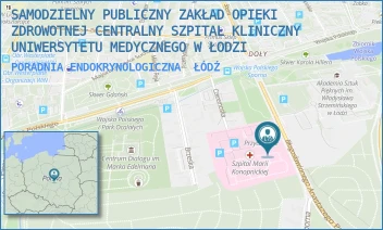 PORADNIA ENDOKRYNOLOGICZNA - SAMODZIELNY PUBLICZNY ZAKŁAD OPIEKI ZDROWOTNEJ CENTRALNY SZPITAL KLINICZNY UNIWERSYTETU MEDYCZNEGO W ŁODZI - UL. SPORNA 36/50,  ŁÓDŹ