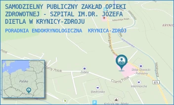 PORADNIA ENDOKRYNOLOGICZNA - SAMODZIELNY PUBLICZNY ZAKŁAD OPIEKI ZDROWOTNEJ - SZPITAL IM.DR. JÓZEFA DIETLA W KRYNICY-ZDROJU - UL. JÓZEFA IGNACEGO KRASZEWSKIEGO 142,  KRYNICA-ZDRÓJ