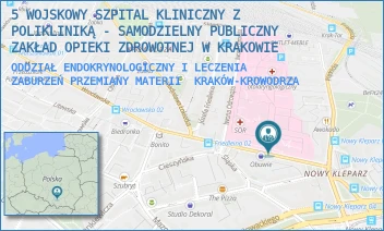 ODDZIAŁ ENDOKRYNOLOGICZNY I LECZENIA ZABURZEŃ PRZEMIANY MATERII - 5 WOJSKOWY SZPITAL KLINICZNY Z POLIKLINIKĄ - SAMODZIELNY PUBLICZNY ZAKŁAD OPIEKI ZDROWOTNEJ W KRAKOWIE - UL. WROCŁAWSKA 1-3,  KRAKÓW-KROWODRZA