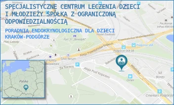 PORADNIA ENDOKRYNOLOGICZNA DLA DZIECI - SPECJALISTYCZNE CENTRUM LECZENIA DZIECI I MŁODZIEŻY SPÓŁKA Z OGRANICZONĄ ODPOWIEDZIALNOŚCIĄ - UL. WIELICKA 25,  KRAKÓW-PODGÓRZE