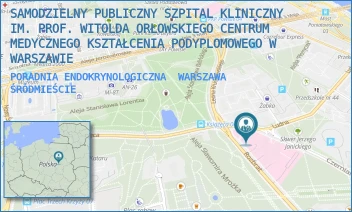 PORADNIA ENDOKRYNOLOGICZNA - SAMODZIELNY PUBLICZNY SZPITAL KLINICZNY IM. PROF. WITOLDA ORŁOWSKIEGO CENTRUM MEDYCZNEGO KSZTAŁCENIA PODYPLOMOWEGO W WARSZAWIE - CZERNIAKOWSKA 231,  WARSZAWA ŚRÓDMIEŚCIE