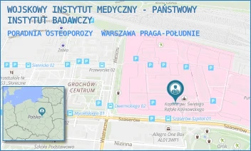 PORADNIA OSTEOPOROZY - WOJSKOWY INSTYTUT MEDYCZNY - PAŃSTWOWY INSTYTUT BADAWCZY - SZASERÓW 128,  WARSZAWA PRAGA-POŁUDNIE