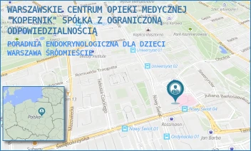 PORADNIA ENDOKRYNOLOGICZNA DLA DZIECI - WARSZAWSKIE CENTRUM OPIEKI MEDYCZNEJ "KOPERNIK" SPÓŁKA Z OGRANICZONĄ ODPOWIEDZIALNOŚCIĄ - MIKOŁAJA KOPERNIKA 43,  WARSZAWA ŚRÓDMIEŚCIE