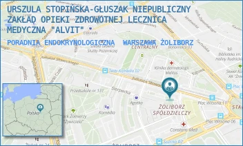 PORADNIA ENDOKRYNOLOGICZNA - URSZULA STOPIŃSKA-GŁUSZAK NIEPUBLICZNY ZAKŁAD OPIEKI ZDROWOTNEJ LECZNICA MEDYCZNA "ALVIT" - SŁOWACKIEGO 5/13,  WARSZAWA ŻOLIBORZ