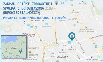 PORADNIA ENDOKRYNOLOGICZNA - ZAKŁAD OPIEKI ZDROWOTNEJ  R-36  SPÓŁKA Z OGRANICZONĄ ODPOWIEDZIALNOŚCIĄ - UL. MIKOŁAJA KOPERNIKA 1,  LUBACZÓW