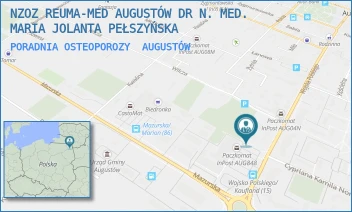 PORADNIA OSTEOPOROZY - NZOZ REUMA-MED AUGUSTÓW DR N. MED. MARIA JOLANTA PEŁSZYŃSKA - OWSIANA 1/3,  AUGUSTÓW