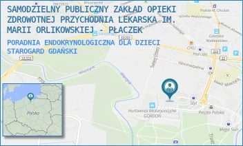 PORADNIA ENDOKRYNOLOGICZNA DLA DZIECI - SAMODZIELNY PUBLICZNY ZAKŁAD OPIEKI ZDROWOTNEJ PRZYCHODNIA LEKARSKA IM. MARII ORLIKOWSKIEJ - PŁACZEK - UL. GEN. JÓZEFA HALLERA 21,  STAROGARD GDAŃSKI