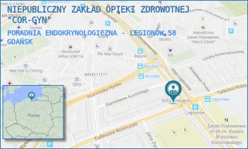 PORADNIA ENDOKRYNOLOGICZNA - LEGIONÓW 58 - NIEPUBLICZNY ZAKŁAD OPIEKI ZDROWOTNEJ "COR-GYN" IWONA GOWOROWSKA-SZYMULA - UL. ALEJA LEGIONÓW 58,  GDAŃSK