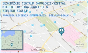 PORADNIA LECZENIA OSTEOPOROZY - BESKIDZKIE CENTRUM ONKOLOGII-SZPITAL MIEJSKI IM.JANA PAWŁA II W BIELSKU-BIAŁEJ - UL. STANISŁAWA WYSPIAŃSKIEGO 21,  BIELSKO-BIAŁA
