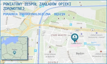 PORADNIA ENDOKRYNOLOGICZNA - ZAGŁĘBIOWSKI SZPITAL KLINICZNY - UL. MAŁACHOWSKIEGO 12,  BĘDZIN