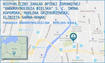 PORADNIA ENDOKRYNOLOGICZNA - NIEPUBLICZNY ZAKŁAD OPIEKI ZDROWOTNEJ "ENDOKRYNOLOGIA BIELSKA" S. C. IWONA KOPERSKA, MARLENA GRZEGORZEWSKA, ELŻBIETA SARNA-NOWAK - UL. KOMOROWICKA 23,  BIELSKO-BIAŁA