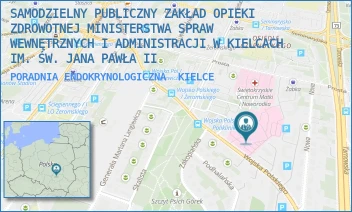 PORADNIA ENDOKRYNOLOGICZNA - SAMODZIELNY PUBLICZNY ZAKŁAD OPIEKI ZDROWOTNEJ MINISTERSTWA SPRAW WEWNĘTRZNYCH I ADMINISTRACJI W KIELCACH IM. ŚW. JANA PAWŁA II - WOJSKA POLSKIEGO 51,  KIELCE