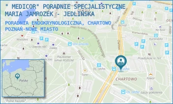 PORADNIA ENDOKRYNOLOGICZNA, CHARTOWO - " MEDICOR" PORADNIE SPECJALISTYCZNE MARIA JAMROZEK - JEDLIŃSKA - CHARTOWO 27/U 11,  POZNAŃ-NOWE MIASTO